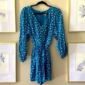 LOFT Blue and White Patterned Jumpsuit